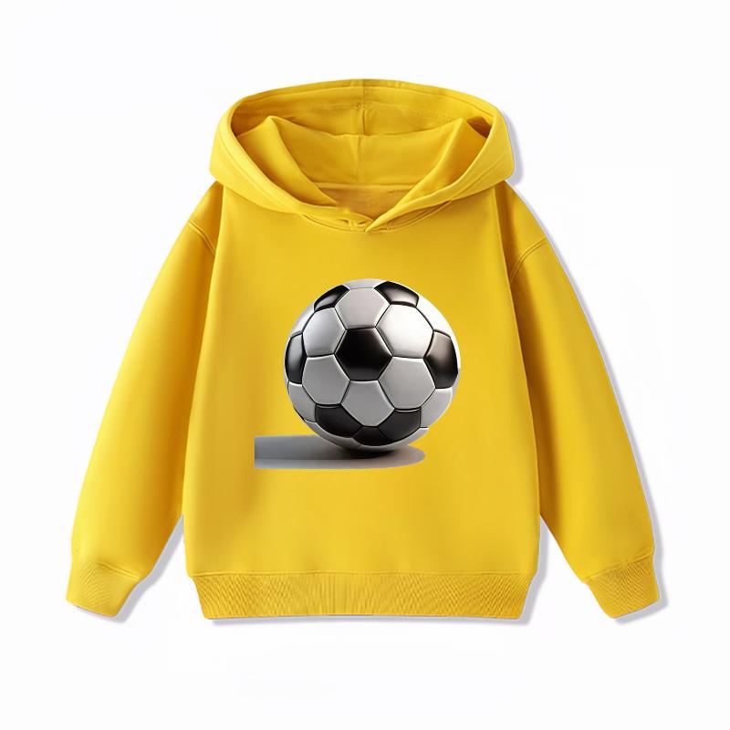 New Soccer Print Children's Hoodie, Boys and Girls' Clothing Autumn and Winter Warm and Fashionable Children's Hooded Sweatshirt