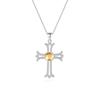 Gothic Cross Necklace European Style S925 Silver Inlaid Peridot Full Diamond Clavicle Chain