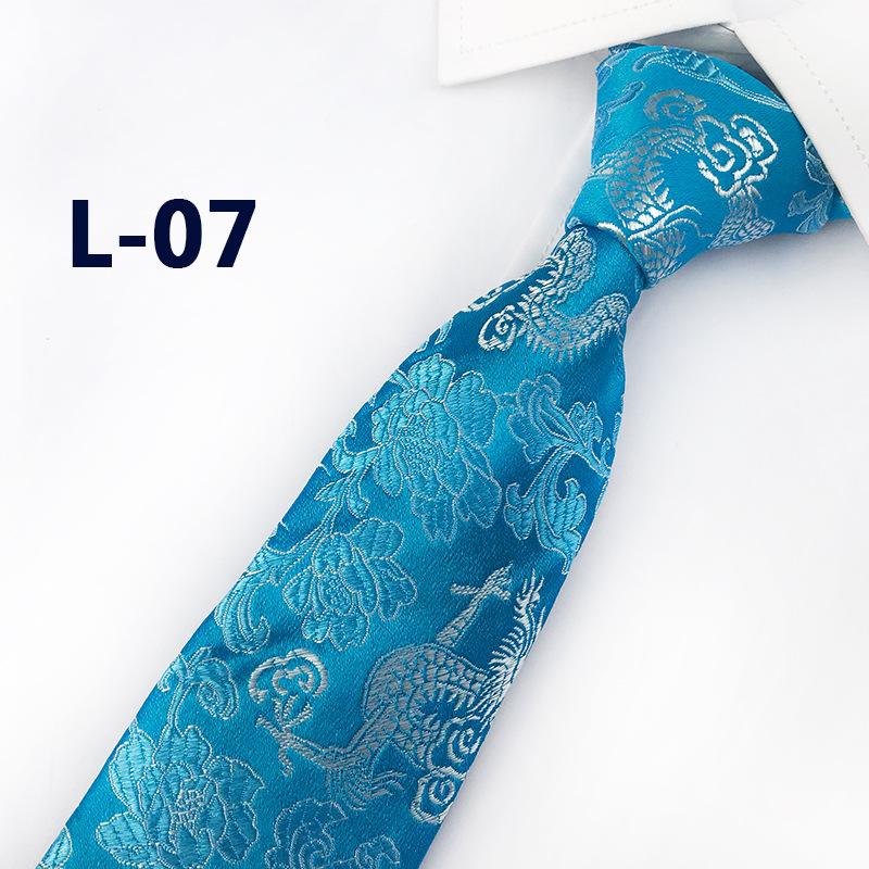 Brocade Fabric Festive Chinese Dragon Pattern Wedding Tie, Groom Best Man Tie