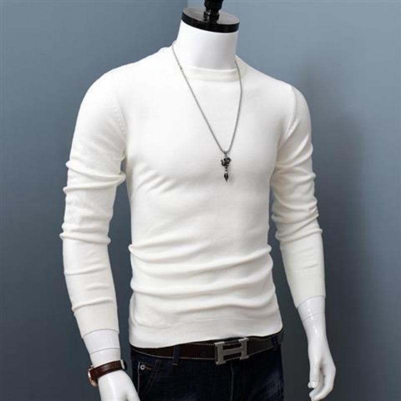 Autumn and Winter Round Neck Sweater Men's Solid Color Warm Thickening Loose Pullover Bottoming Youth Sweater