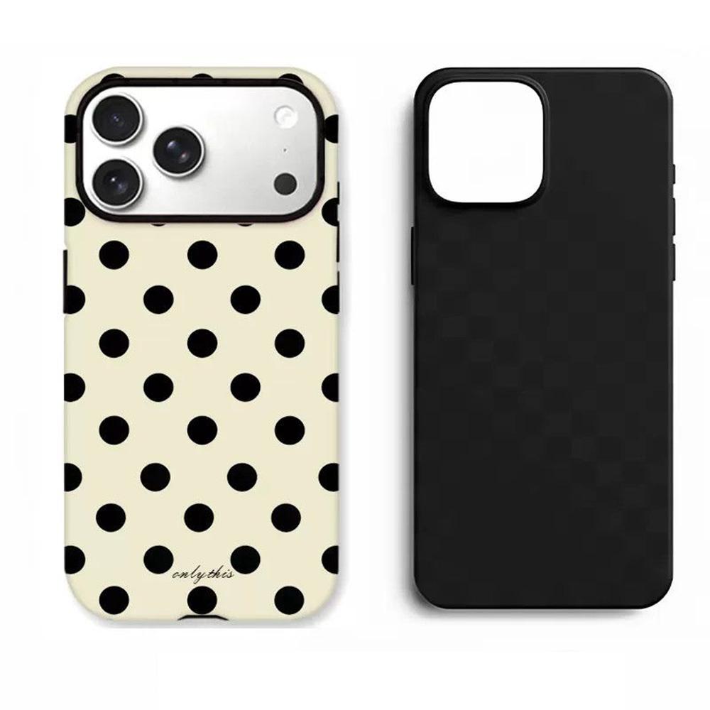 

Модный и милый чехол для телефона в горошек для iPhone 17 16 15 14 13 12 11 X XS XR XSMAX Air Pro Max Plus Роскошный Двухслойный iPhone XR