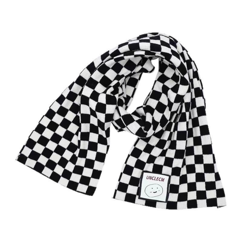 Japanese Retro Scarf for Women in Winter Korean Style Herringbone Knitted Versatile Couple Students Warm Scarf Men British Style