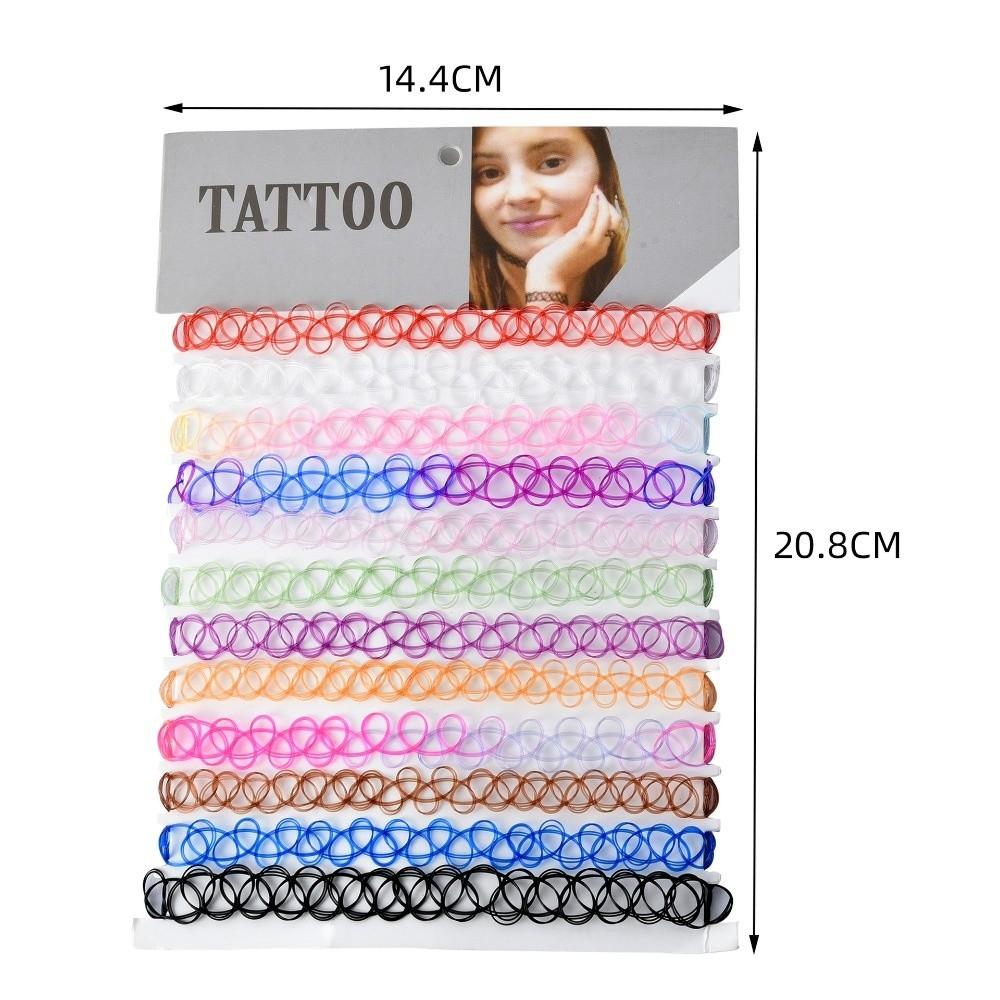 12 stuks/set Punkstijl Visdraad Choker Ketting Kleurrijke Sleutelbeen Ketting Gelaagde Sieraden