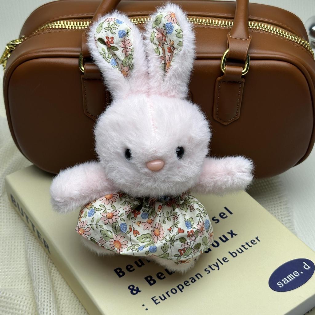 Floral Dress Rabbit Plush Keychain Ornament Doll Gift