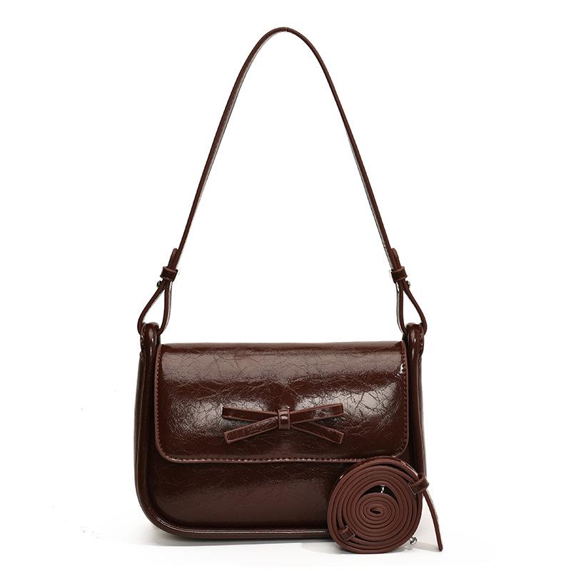 

Popular new products, niche ballet style, simple bow square bag, Korean version of casual commuting versatile solid color messenger bag