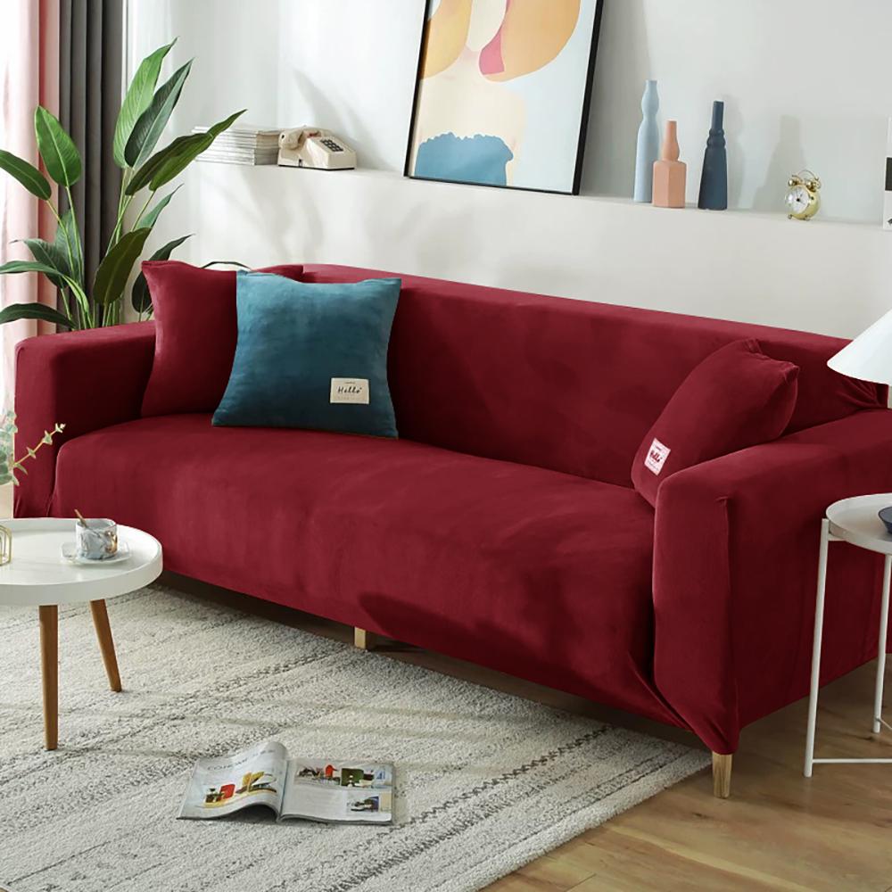New Velvet Sofa Covers for Living Room Elastic Spandex Sofa Cover Sectional Couch L Shape Corner Armchair Covers 1/2/3/4 Seat