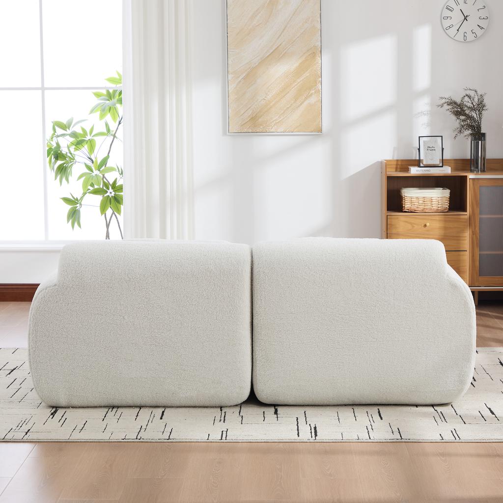 Modulares Kompressionssofa aus Chenille-Stoff, gefüllt mit 30D hoch elastischem Schaumstoff. Leicht zu bewegen, rutschfester Boden, ideal für das Wohnzimmer. Elfenbein