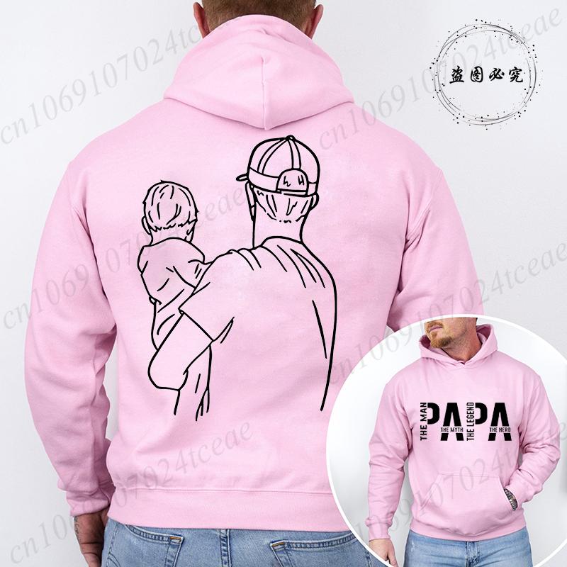 Papa Graphic Hoodies for Men Clothing Vintage Sweatshirts Casual Hooded Clothes Dad Daddy Sweatshirts Pullovers Sportwear