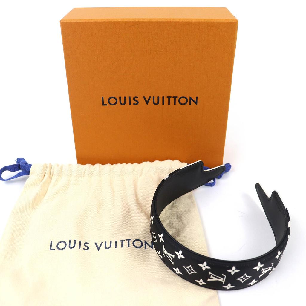 Mükemmel LOUIS VUITTON saç aksesuarı Saç Bandı LV Outline saç bandı ipek M97813 Kullanılmış