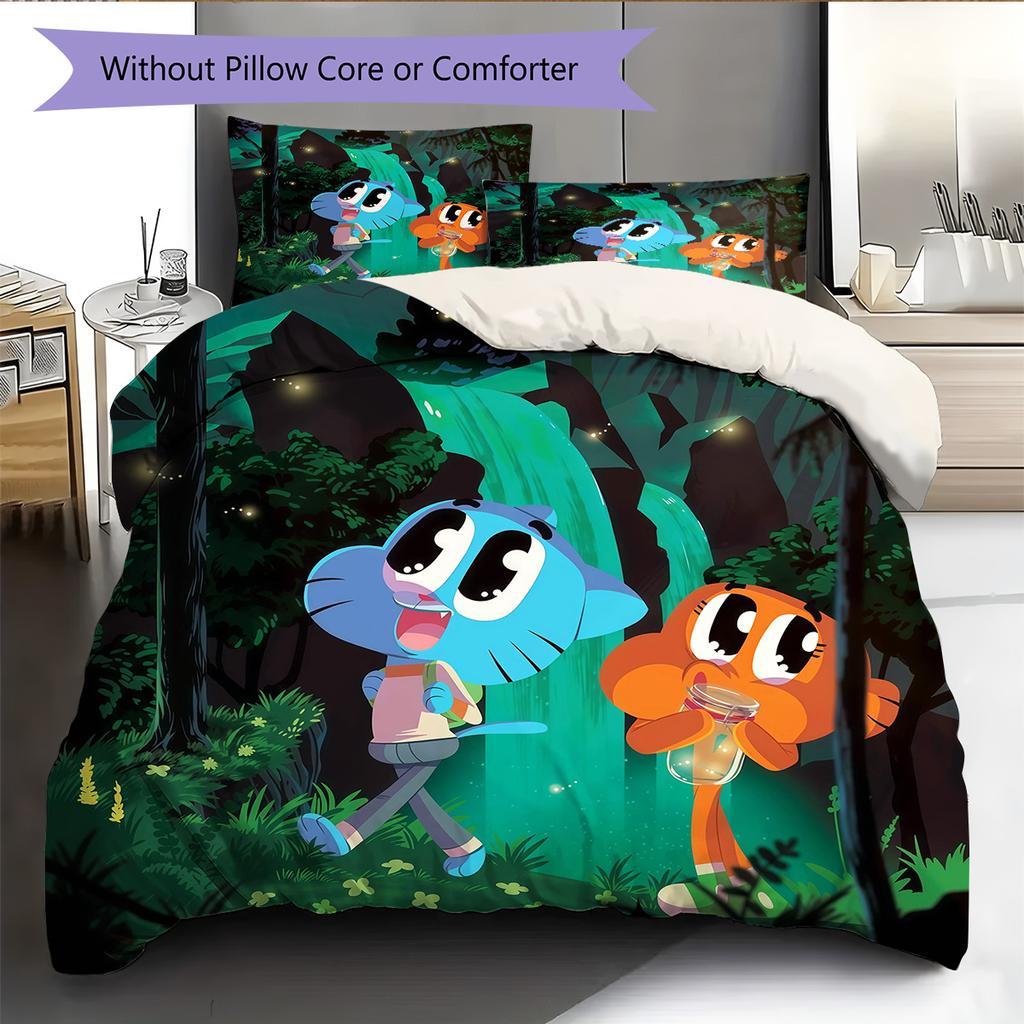 The Amazing World of Gumball2 Pattern Bedding Quilt Set Home Decoration Gift (1 * duvet cover + 2 * pillowcase without core)