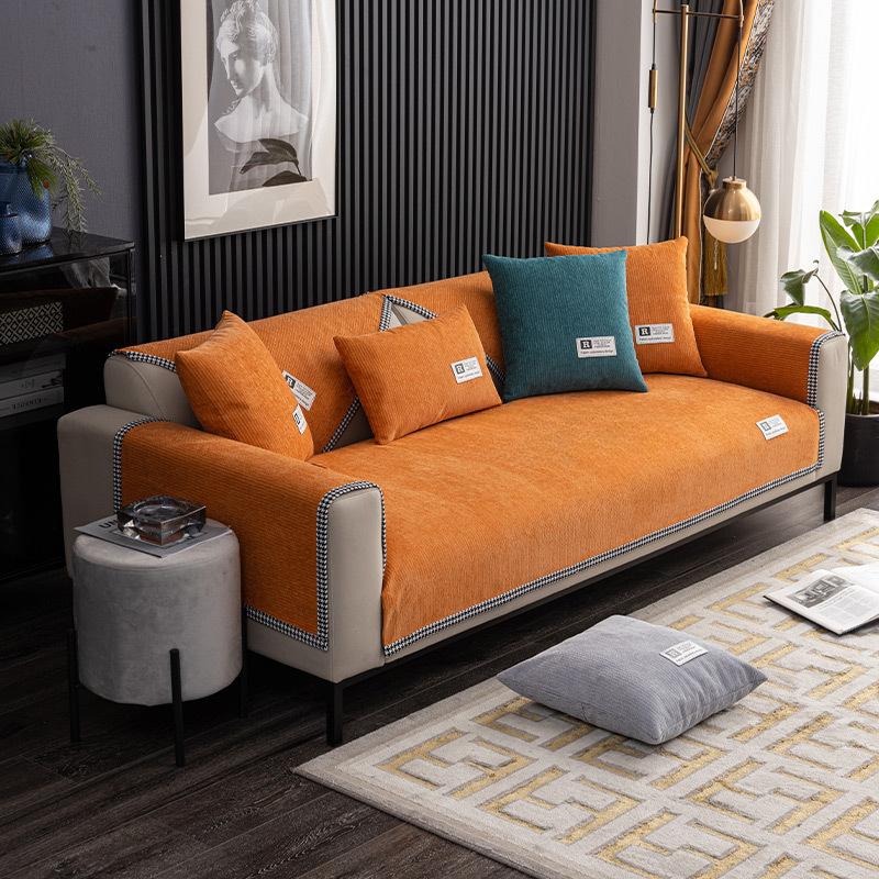 Chenille Sofa Cushion Four Seasons Universal Non-Slip Modern Simple Fabric Sofa Cushion Labeling Seat Cushion Covers