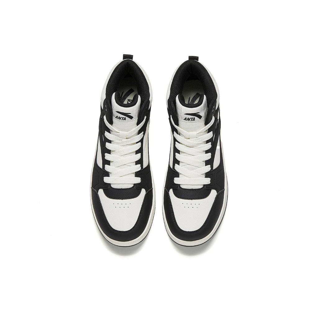 Anta Year One Comfortable Versatile Fashion Trendy Wear-Resistant Lightweight High-Top Skate Shoes Men Skate Shoes Black White 912548083-4
