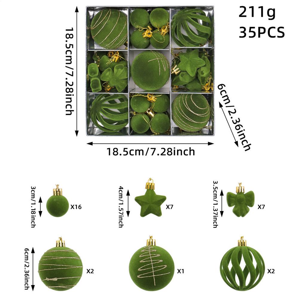 

Christmas Tree Ball Ornaments 35 Pieces Winter Holiday Decoration Pendants Christmas Balls Decoration For Party Celebration зелёный