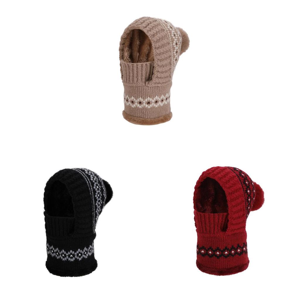 Acrylic Knit Hat With Face Mask And Ear Cover For Winter Warmth And Wind Protection