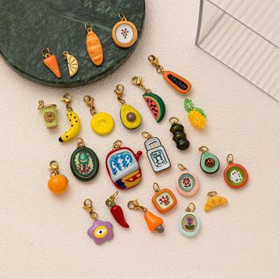 DIY Emaliowany Stal Nierdzewna Wisiorek Kolorowy Owoc Banan Arbuz Pomarańcza Awokado Wisiorek Ręcznie Robiona Biżuteria Akcesoria