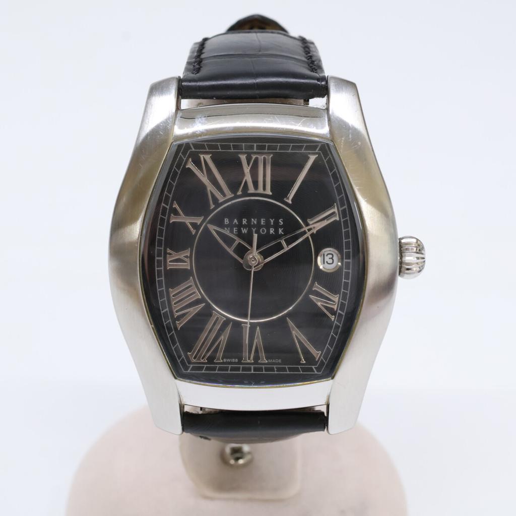 BARNEYS NEWYORK ETA2824-2 Date See-through Back Mechanical Automatic Watches Silver / BlackUsed