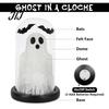 Tabletop Halloween Decor Light Up Ghost in Dome Cloche, Cute Night Desktop Centerpiece for with Bats Home Kitchen Mantel Holiday Party Wireless