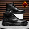 Зимові чоловічі чоботи Artin Boots Теплі ковбойські чоботи з круглим носком Трендові бавовняні чоловічі чоботи Потовщене шкіряне взуття в стилі ретро