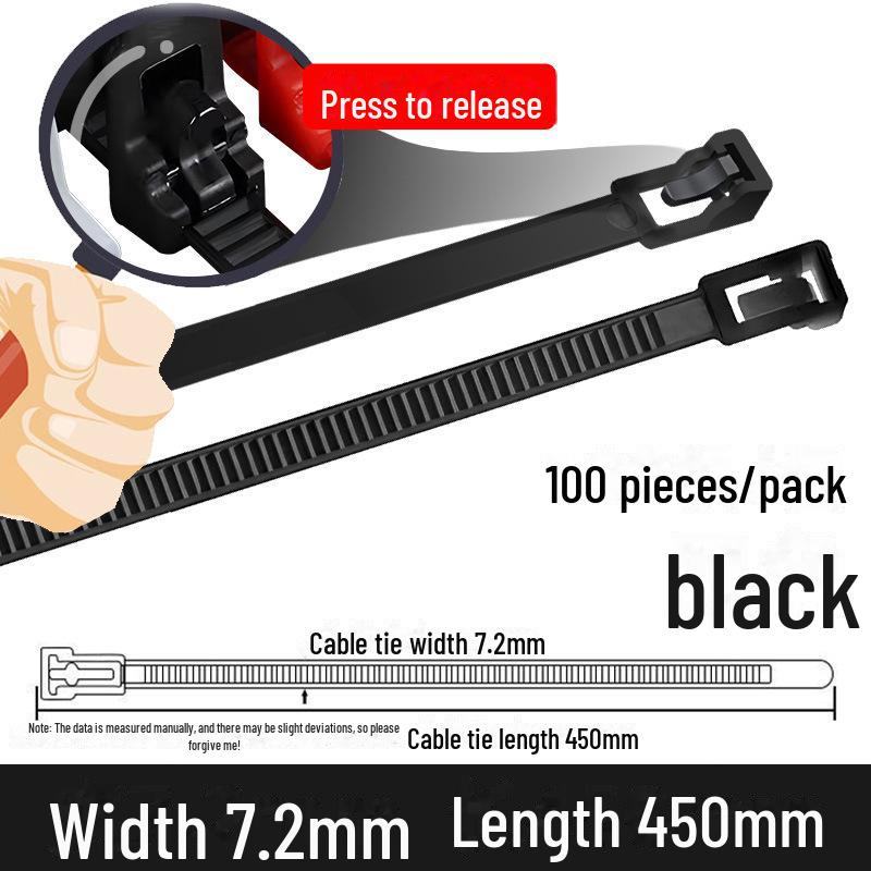 Reusable Nylon Cable Tie with Square Head, Black & White