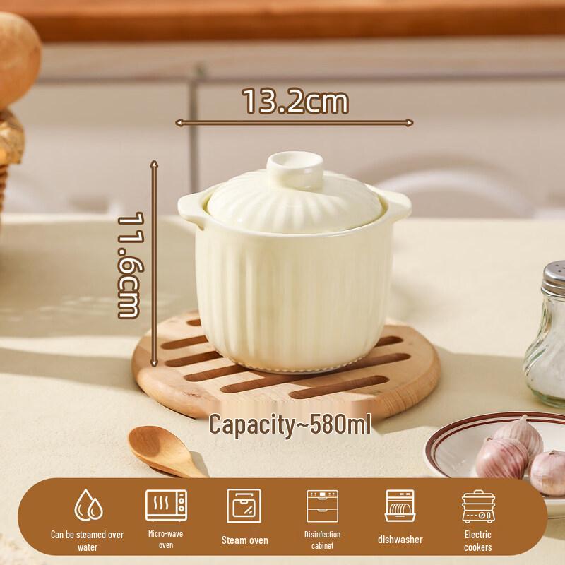 Qiwei Ceramic Double-Ear Stew Pot