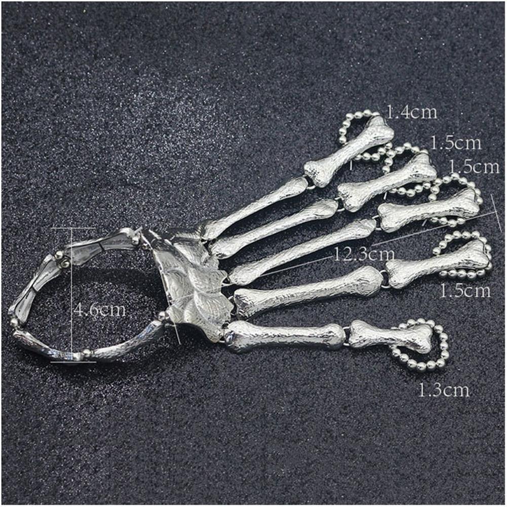 Unisex Elastic Metal Skeleton Linked Hand Chains Halloween Punk Style Bracelet Ornaments