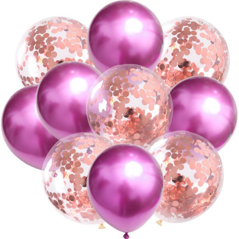 Birthday & Ceremony Decoration Balloon Set: Metallic Sequins, Table & Ground Floating Balloons.