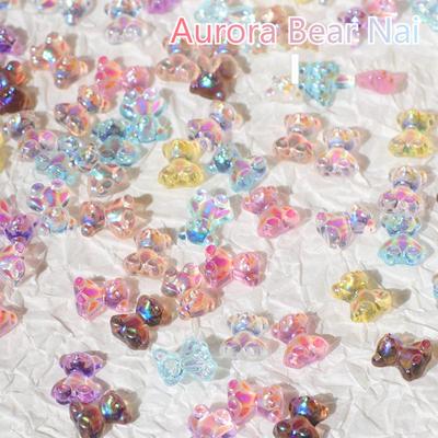 50 pezzi Accessori per unghie Aurora Bear Colore AB Unghie Kawaii Decorazioni 3D per nail art in resina diamantata