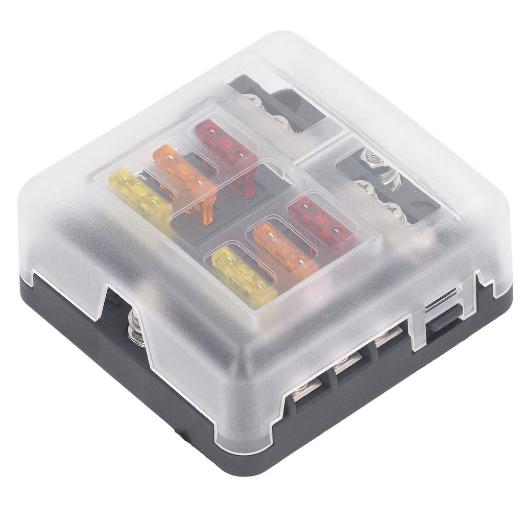 6 Way Fuse Block ATC ATO Blade Fuse Box Waterproof 12V‑24V DC with LED Indicator for Automobile