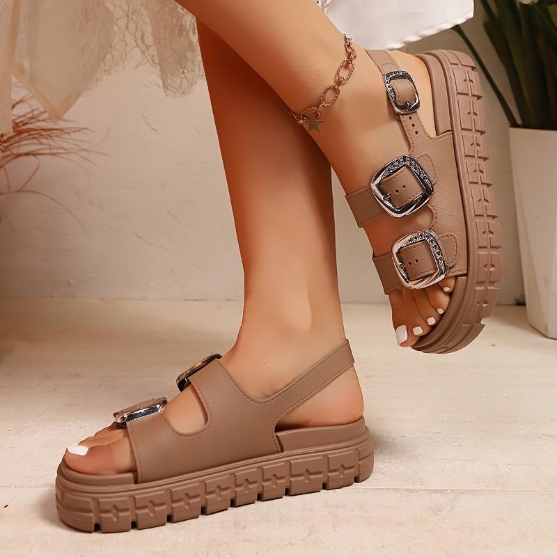 Women's Summer Beach Vacation Fashion Double-Buckle Design Comfortable Trendy Versatile Indoor Outdoor Bohemian Style Sandals