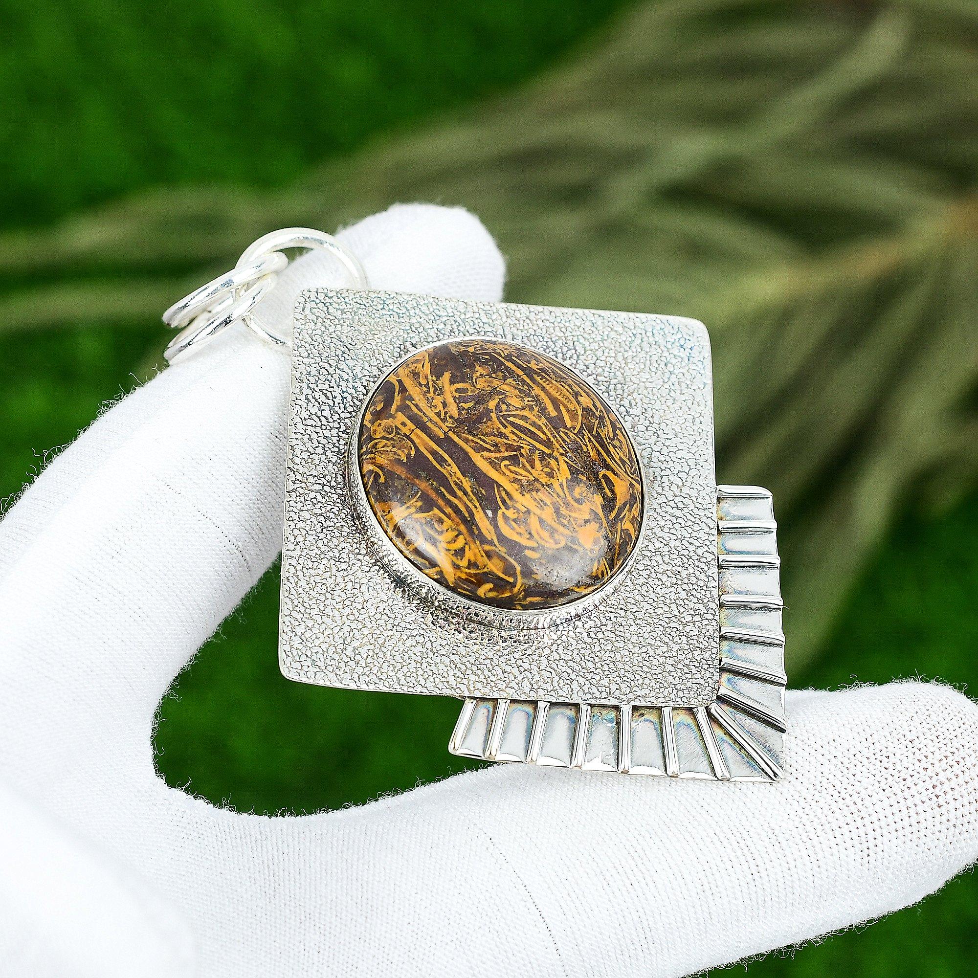 

Wedding Gift For Her 925 Sterling Silver Natural Mariam Jasper Gemstone Pendant