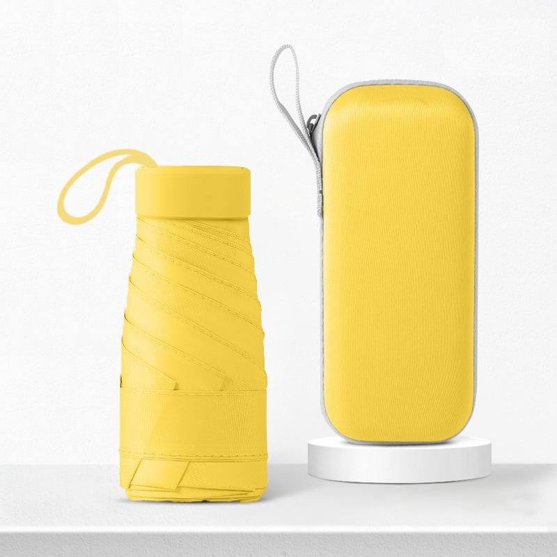 Mini Umbrella Capsule Umbrella Rain and Sun Protection Outdoor Travel Portable Sunshade Umbrella with Storage Box Zwq