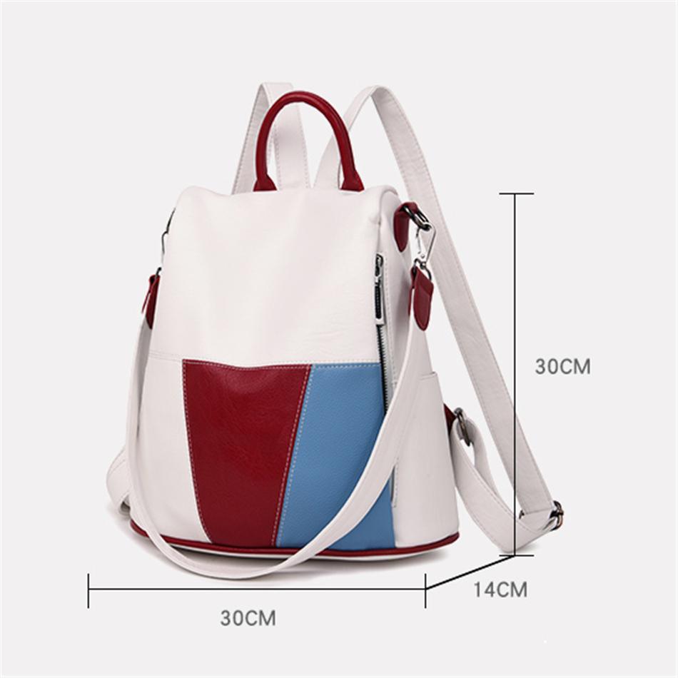 Anti-Diebstahl-Rucksack aus Leder für Damen, für die Schule, Umhängetaschen für Damen, Reisen, Damen, Rucksack, Mochilas Feminina, Preppy Sac