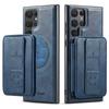 2 in 1 Detachable Cards Solt Leather Wireless Wallet Case for S24 Ultra S23 Plus S22 RFID Vertical Bag Invisible Bracket Cover