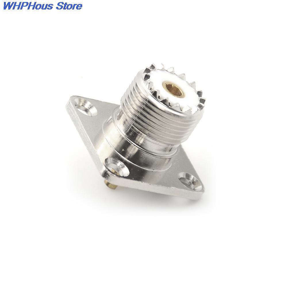 10/5/1PCS UHF Female SO-239 4 Hole Jack Square Shape Solder Cup Coax Connector for Radio Video Female UHF Panel Mount SO239