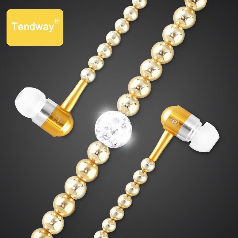 Stereo Pearl Headset Necklace Earphone In-ear Earbud Headphone 3.5mm Fashionable Pearl Necklace Headphone
