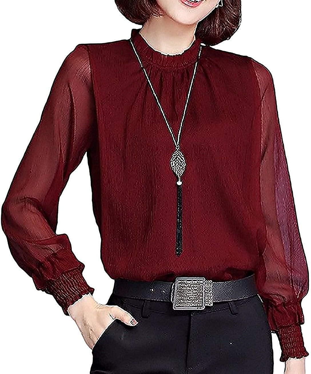 

Sacoille Sheer Chiffon Long Solid Formal Plus Sizes Cute and Oversized Cut and Long Long All Long Loose Office Blouse, Sleeve, Color, Wear, Available,