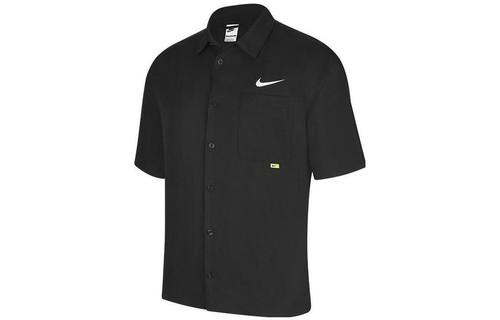 Nike Solid Color Single-Breasted Logo Short Sleeve Shirt M чёрный