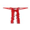 Men's Hot Bow Lace Thong Charm Bead Ring Panties Perspective Hollow Crotch Low Waist Fun Strap