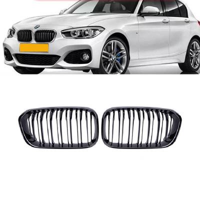 Cubierta de Rejilla Deportiva de Listones para Parachoques Delantero de Coche Para BMW Serie 1 F20 F21 2015 2016 2017 1 Par de Rejillas Racing Kidney Negro Brillante