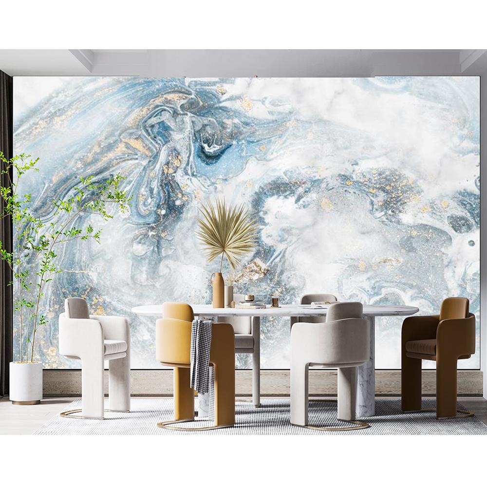 Abstract Gray White Marble Wall Murals, Simple Bedroom Marble Wallpaper Modern Space Marble Wall Stickers Home Decor