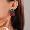 Pendientes Geométricos de Resina Retro para Mujer Moda Pendiente de Botón de Gama Alta Versátil y de Moda Diseñador de Lujo Circonita