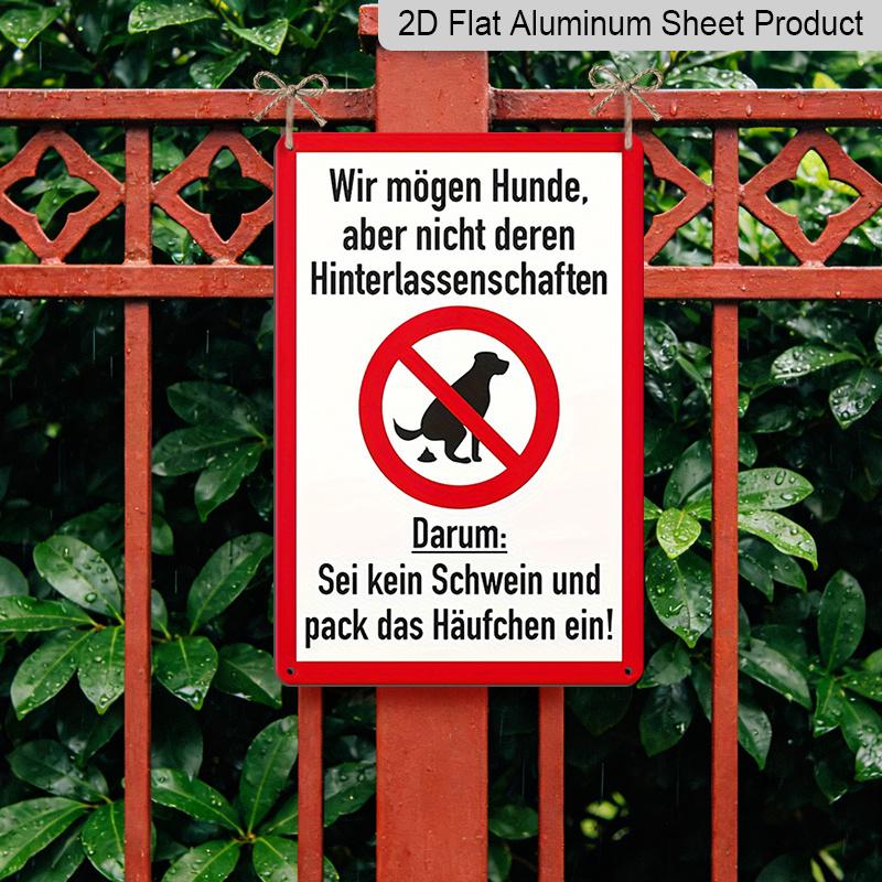2D Flat Vintage German "No Dog Poop" Metal Sign - Rustic Wall Decor for Home & Garden, Durable Indoor/Outdoor Use, Perfect for Beer Enthusiasts, Dog