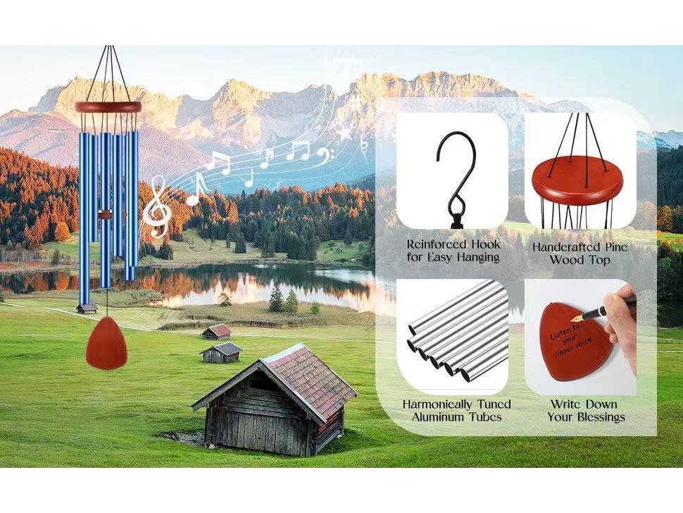 37in Classic Metal Wind Chime - Memorial & Outdoor Decoration Gift