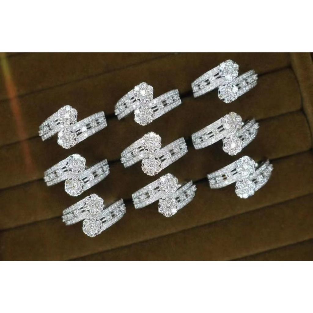 Nový Žebříkový Diamantový Prsten 18k Zlato Vykládaný Diamant Dámské Diamantové Šperky Populární Doplňky