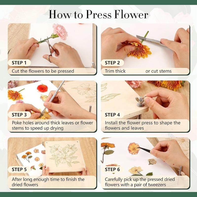 Multifunctional Flower Press Wood Leaf Flower Press Portable Flower & Plant Preservation Set for Dried Flower Making