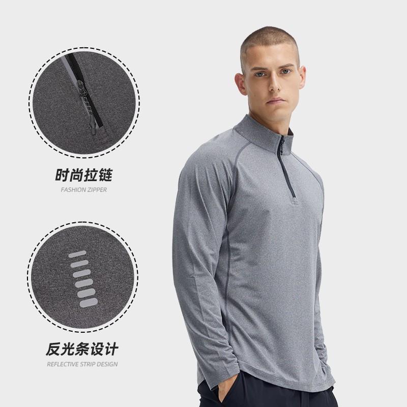 Mens Half Zip Long Sleeve Cycling Jersey Quick Dry Slim Fit Running Gym Top