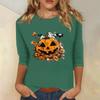 Women's Fashion Casual Three-quarter Sleeve Halloween Printed Round Neck Top