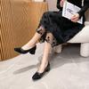 Fashion Square Toe Mixed color high heels shoes woman  designer soft leather pumps thick heel OL tacones female chunky work shoes