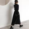 Hepburn style wears autumn and winter black new waist and thin long dress women's classic versatile shirt collar dress