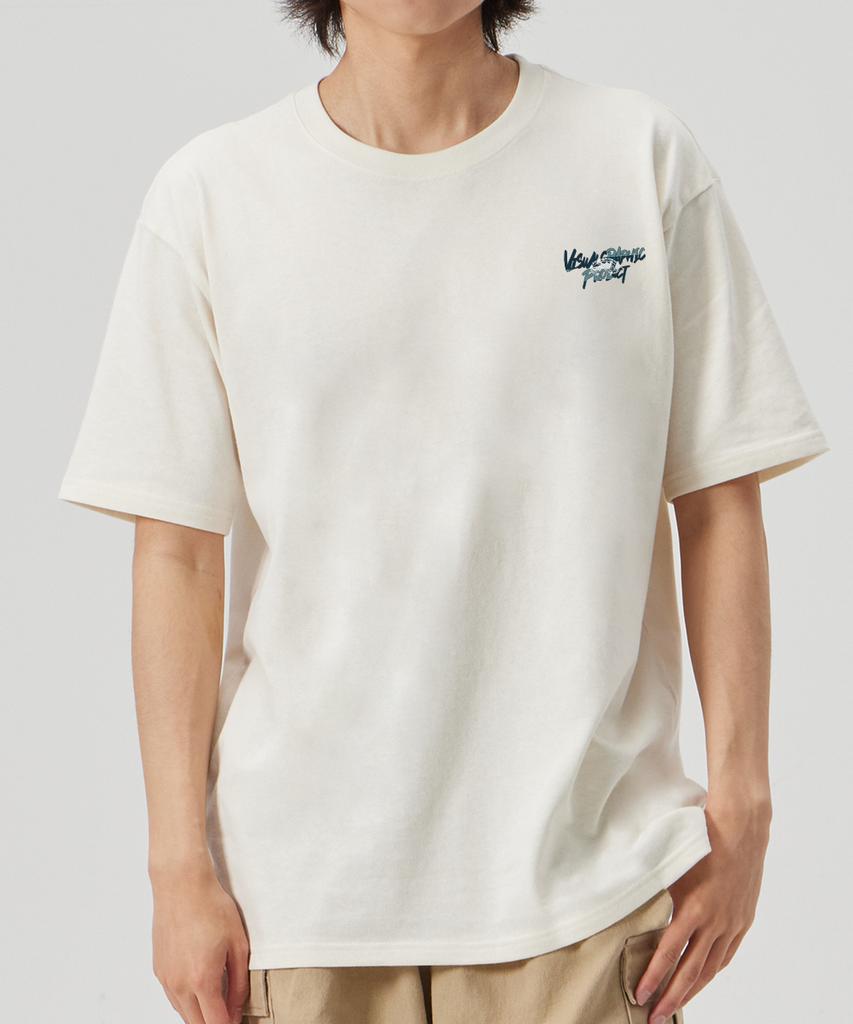 BY.L Multi Paisley Graffiti Logo Short Sleeve T-Shirt Cream